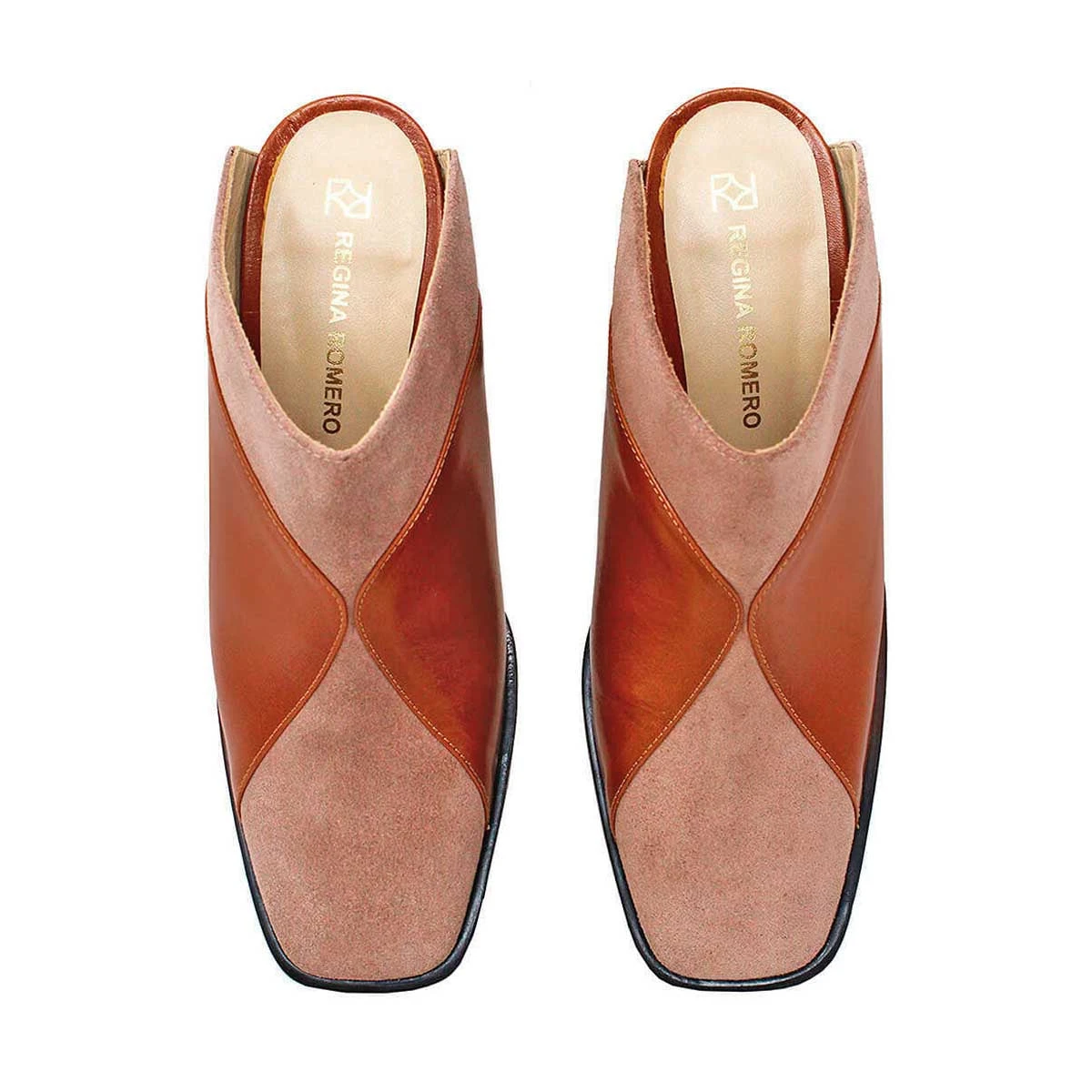 DIDI 75 - Caramelo Y Rosa Regina Romero Zapato Bota Botin Mule Tacon Alto Para Dama En Piel - Imagen 3