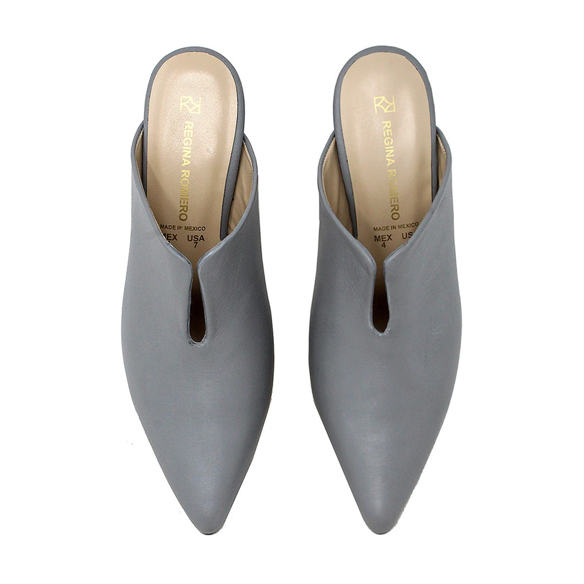 GLADYS 75 - Gris Regina Romero Zapato Bota Botin Mule Tacon Alto Para Dama En Piel - Imagen 3