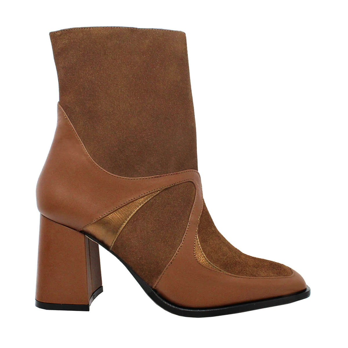 IRINA 75 - Tan Regina Romero Zapato Bota Botin Tacon Alto Para Dama En Piel