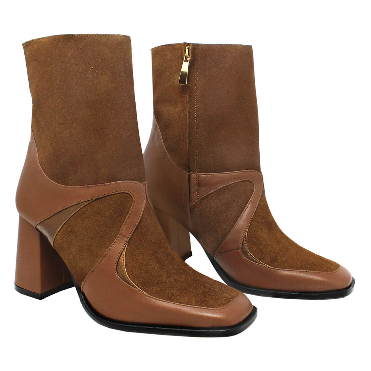 IRINA 75 - Tan Regina Romero Zapato Bota Botin Tacon Alto Para Dama En Piel - Imagen 3