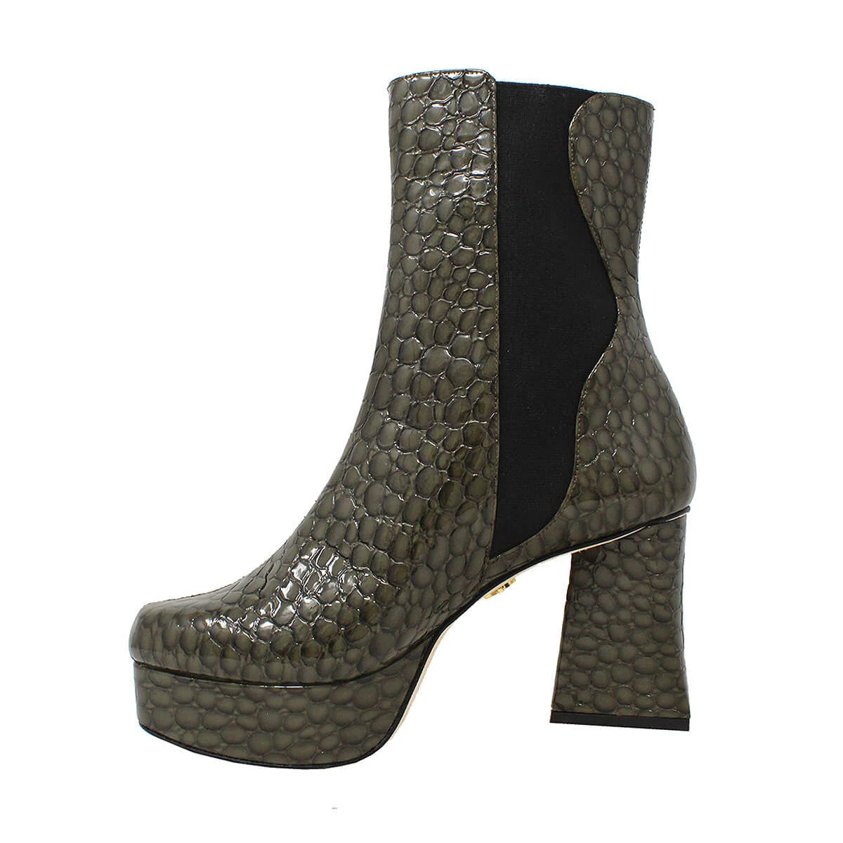 MELANIE 95 - Charol Khaki Regina Romero Zapato Bota Botin Plataforma Tacon Alto Para Dama En Piel - Imagen 5