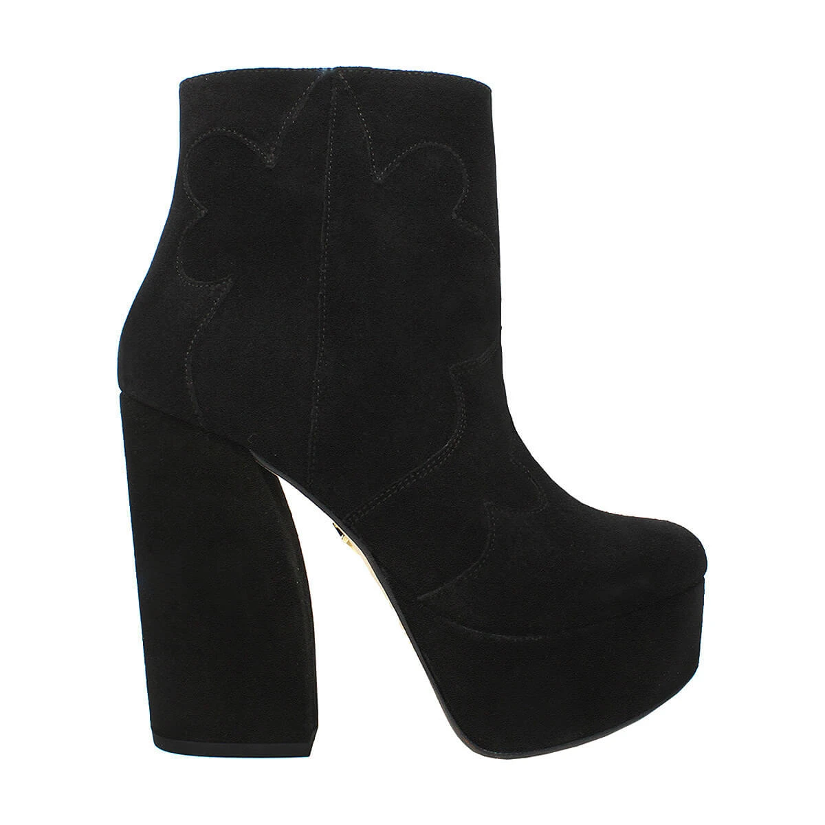 TELMA 135 - Gamuza Negro Regina Romero Zapato Bota Botin Plataforma Tacon Alto Para Dama En Piel