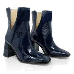 BAU 75 - Charol Marino Regina Romero Zapato Bota Botin Tacon Alto Para Dama En Piel -Ofertas Pasos Y Bolsos Tienda Regina Romero zapato bota botin tacon alto Bau 75 azul ante charol piel 6