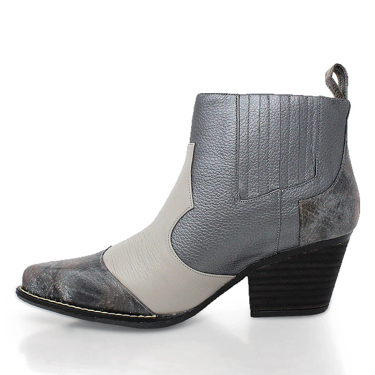 MADDIE 60 Edicion Limitada - Gris Metalico Regina Romero Zapato Bota Botin Tacon Bajo Para Dama En Piel - Imagen 5