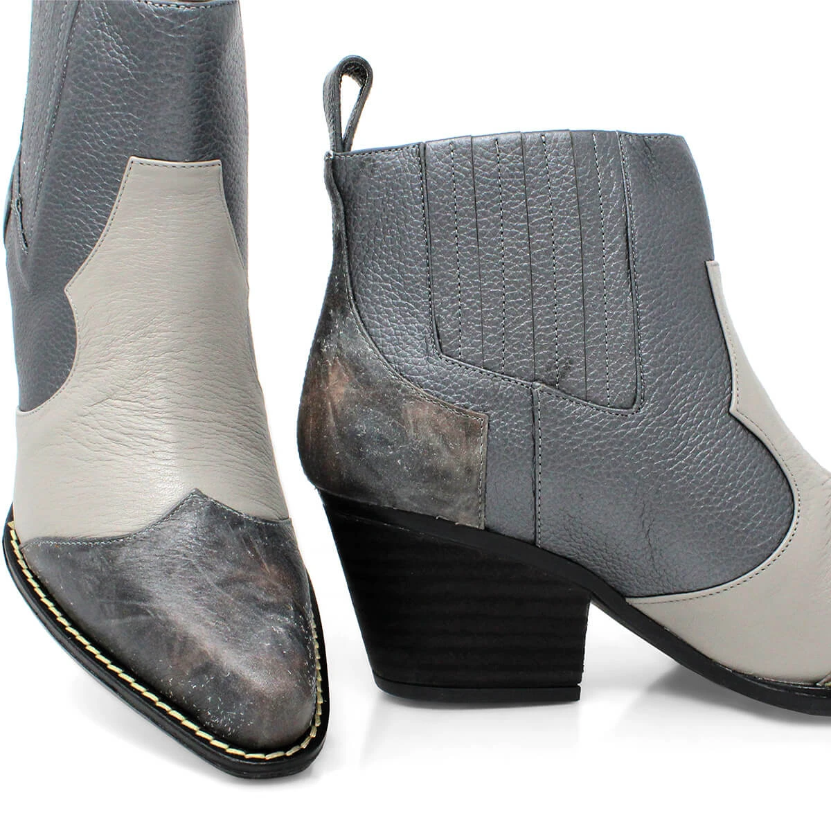 MADDIE 60 Edicion Limitada - Gris Metalico Regina Romero Zapato Bota Botin Tacon Bajo Para Dama En Piel - Imagen 8