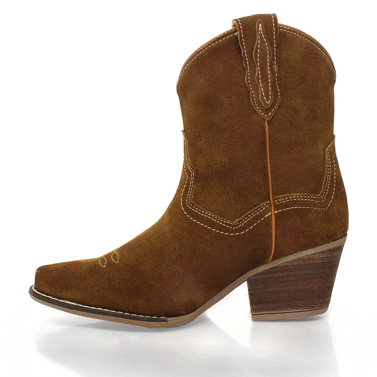 SIERRA 60 - Canela Regina Romero Zapato Bota Botin Tacon Bajo Para Dama En Piel - Imagen 5