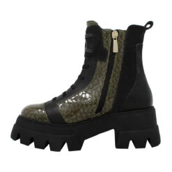 ROCIO 65 - Negro Y Khaki Regina Romero Zapato Bota Botin Urbano Para Dama En Piel -Ofertas Pasos Y Bolsos Tienda Regina Romero zapato bota botin urbano Rocio 65 khaki negro charol piel 3