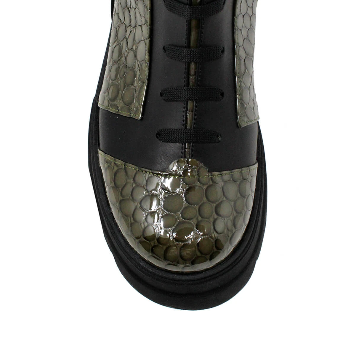 ROCIO 65 - Negro Y Khaki Regina Romero Zapato Bota Botin Urbano Para Dama En Piel - Imagen 7