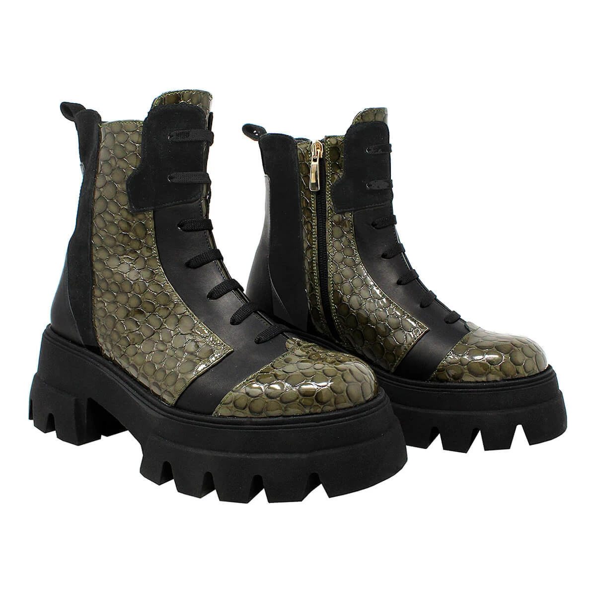 ROCIO 65 - Negro Y Khaki Regina Romero Zapato Bota Botin Urbano Para Dama En Piel - Imagen 3