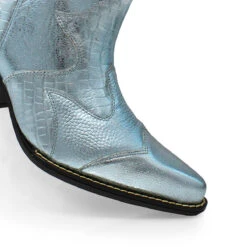 BAILEY 60 Edicion Limitada - Azul Claro Regina Romero Zapato Bota Botin Tacon Bajo Para Dama En Piel -Ofertas Pasos Y Bolsos Tienda Regina Romero zapato bota botintacon bajo Bailey 60 azul claro metalico piel 5