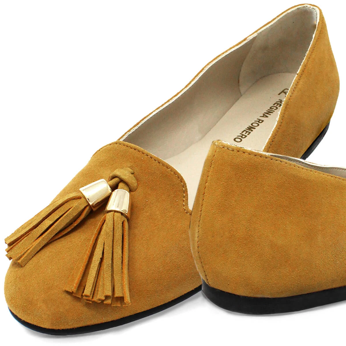 POLINA - Mostaza Regina Romero Zapato Flat Balerina De Piso Para Dama En Piel - Imagen 8