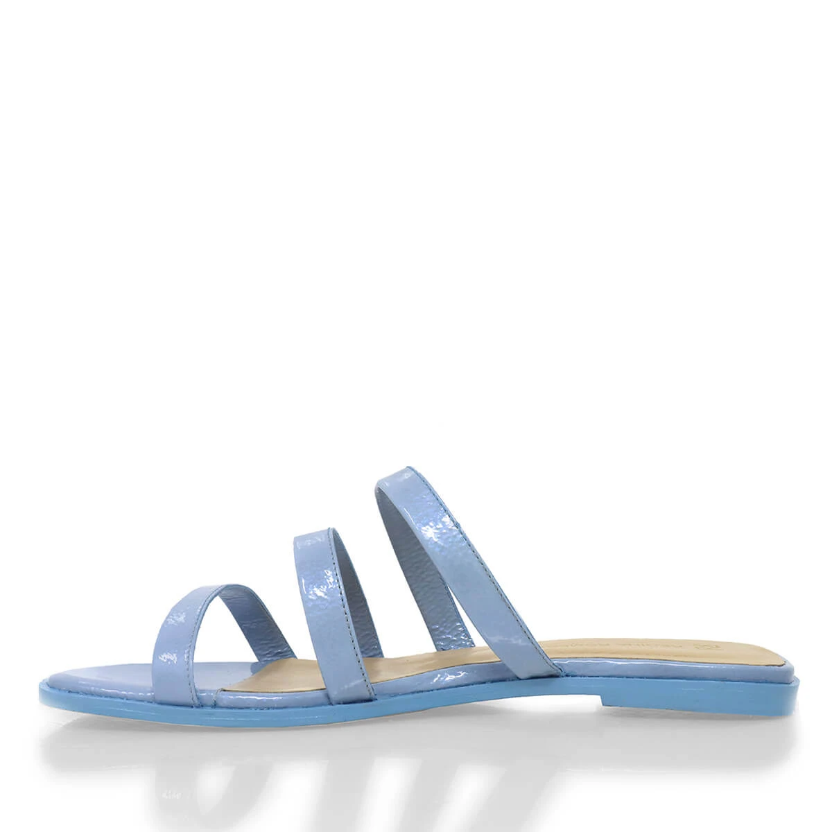 CILIA - Charol Azul Claro Regina Romero Zapato Sandalia De Piso Para Dama En Piel 5 CILIA - Charol Azul Claro Regina Romero Zapato Sandalia De Piso Para Dama En Piel - Imagen 5