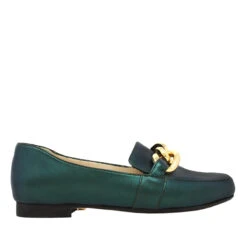 ALINE - Verde Obscuro Regina Romero Zapato Mocasin De Piso Para Dama En Piel