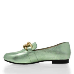 ALINE - Menta Regina Romero Zapato Mocasin De Piso Para Dama En Piel -Ofertas Pasos Y Bolsos Tienda Regina Romero zapato mocasin de piso Aline verde metalico piel 3