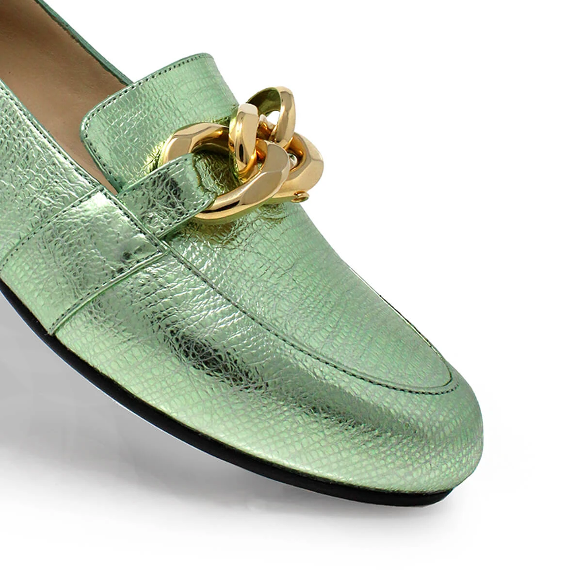 ALINE - Menta Regina Romero Zapato Mocasin De Piso Para Dama En Piel - Imagen 7