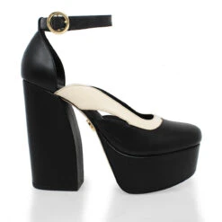 DESIRE 135 - Negro Y Latte Regina Romero Zapato Plataforma Tacon Alto Para Dama En Piel