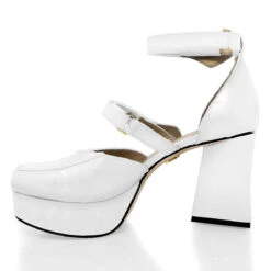 JETSON 95 - Charol Blanco Regina Romero Zapato Sandalia Plataforma Tacon Alto Para Dama En Piel -Ofertas Pasos Y Bolsos Tienda Regina Romero zapato plataforma Jetson blanco charol 4
