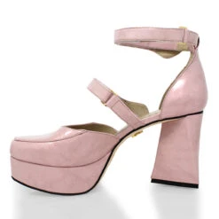 JETSON 95 - Charol Rosa Claro Regina Romero Zapato Sandalia Plataforma Tacon Alto Para Dama En Piel -Ofertas Pasos Y Bolsos Tienda Regina Romero zapato plataforma Jetson rosa charol 4