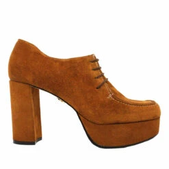 ZOE 95 - Gamuza Miel Regina Romero Zapato Plataforma Tacon Alto Para Dama En Piel