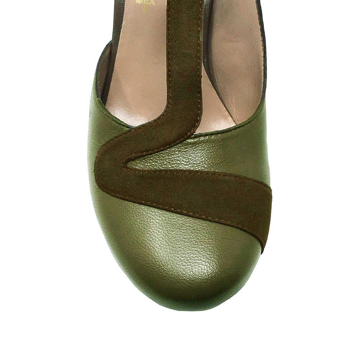 LYRA 135 - Verde Olivo Regina Romero Zapato Plataforma Tacon Alto Para Dama En Piel - Imagen 5