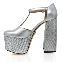 MON 150 - Plata Regina Romero Zapato Plataforma Tacon Alto Para Dama En Piel -Ofertas Pasos Y Bolsos Tienda Regina Romero zapato plataforma tacon alto Mon 150 plata piel 3