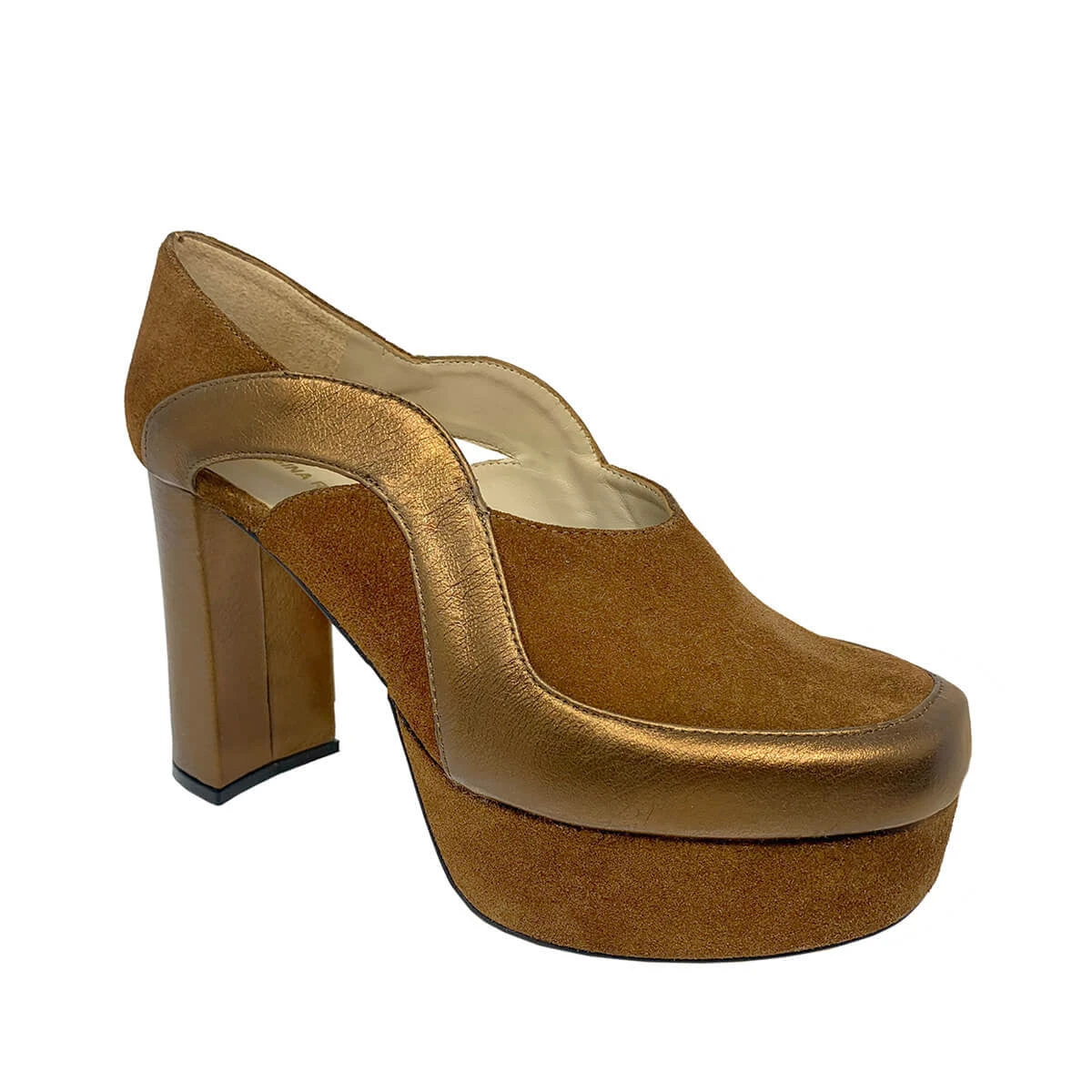 NATALIA 95 - Tan Regina Romero Zapato Plataforma Tacon Alto Para Dama En Piel - Imagen 3