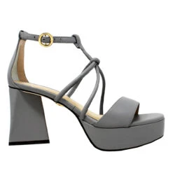 CALIPSO 95 - Gris Regina Romero Zapato Sandalia Plataforma Tacon Alto Para Dama En Piel