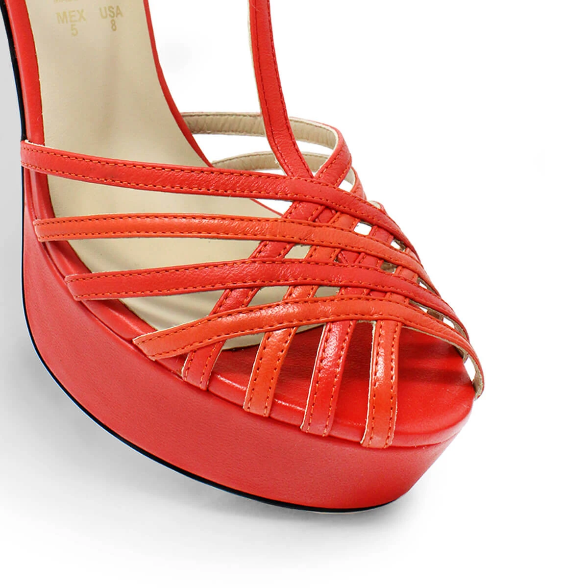 HELENA 120 - Naranja Regina Romero Zapato Sandalia Plataforma Tacon Alto Para Dama En Piel - Imagen 6