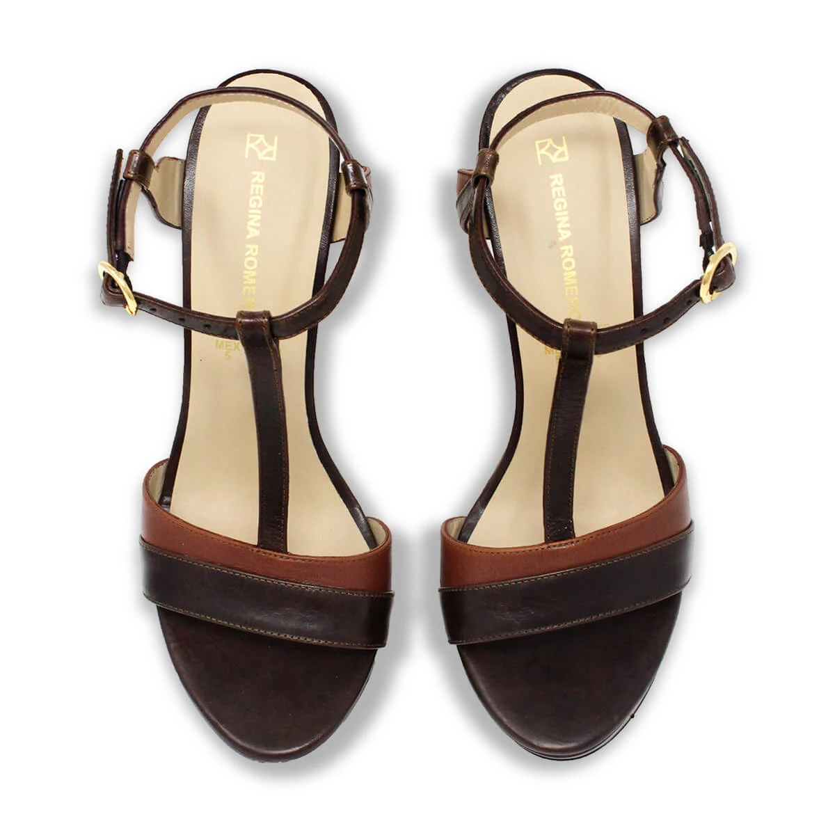 PITA 125 - Cafe Regina Romero Zapato Sandalia Plataforma Tacon Alto Para Dama En Piel - Imagen 3