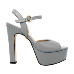 SABRINA 135 - Gris Regina Romero Zapato Sandalia Plataforma Tacon Alto Para Dama En Piel