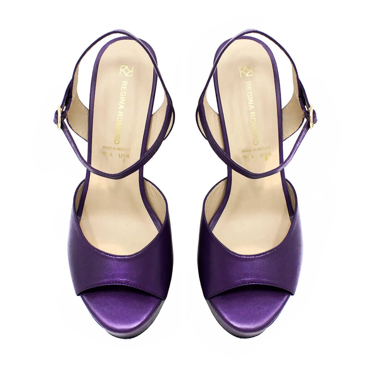 SABRINA 135 - Morado Regina Romero Zapato Sandalia Plataforma Tacon Alto Para Dama En Piel - Imagen 3