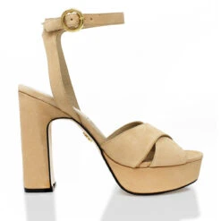 VENUS 120 - Vainilla Regina Romero Zapato Sandalia Plataforma Tacon Alto Para Dama En Piel