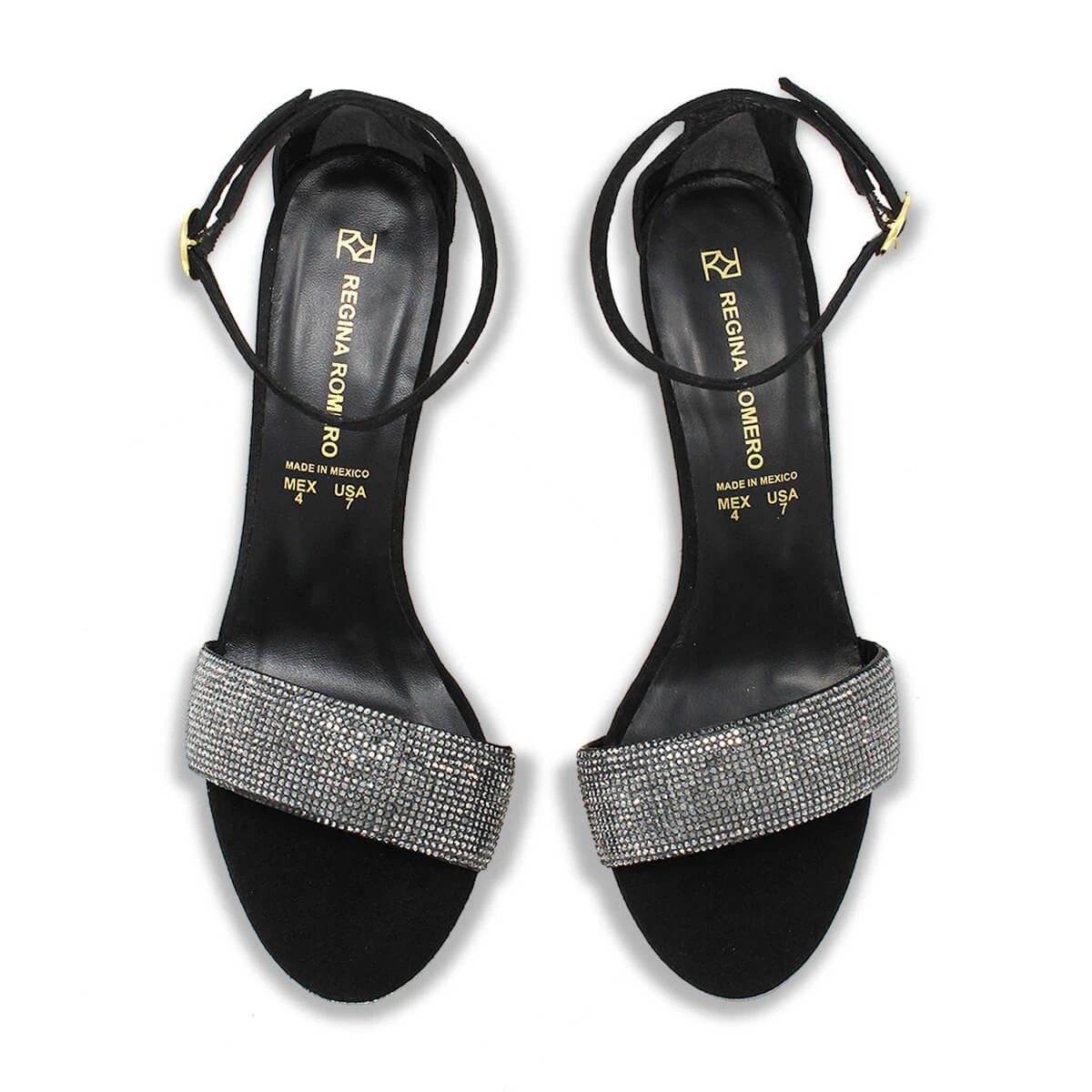 CHANTAL 85 GLAM - Negro Regina Romero Zapato Sandalia Zapatilla Tacon Alto Para Dama En Piel - Imagen 3