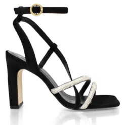 PIA 100 GLAM - Negro Regina Romero Zapato Sandalia Zapatilla Tacon Alto Para Dama En Piel