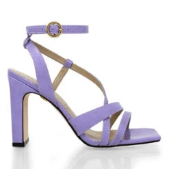 PIA 100 - Charol Lila Regina Romero Zapato Sandalia Zapatilla Tacon Alto Para Dama En Piel