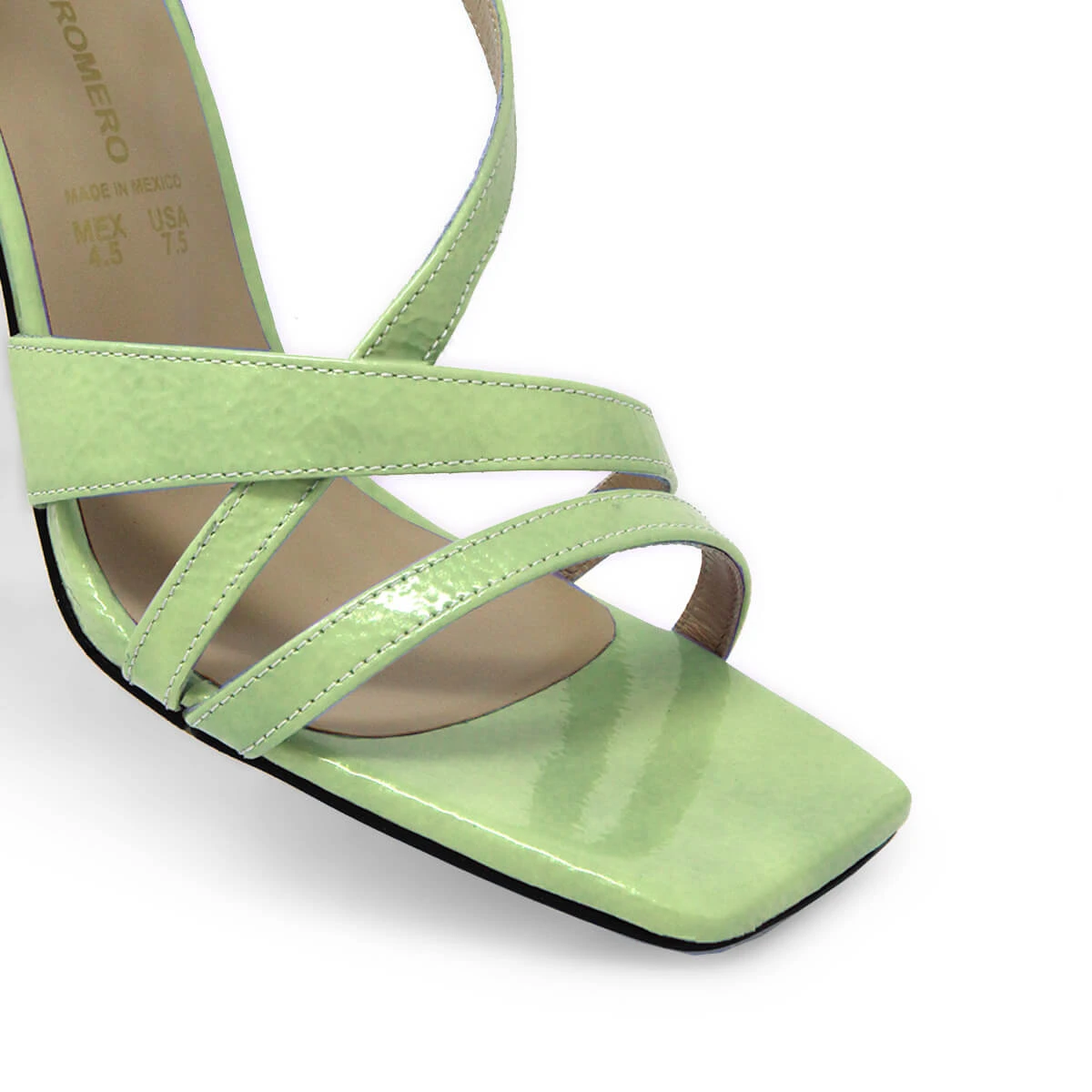 PIA 100 - Charol Verde Claro Regina Romero Zapato Sandalia Zapatilla Tacon Alto Para Dama En Piel - Imagen 6