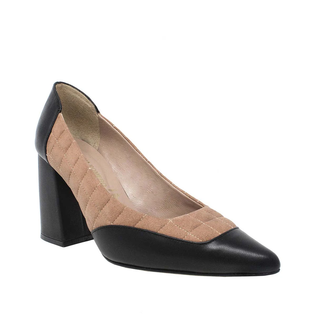 JOCELYN 75 - Negro Y Rosa Regina Romero Zapato Zapatilla Tacon Alto Para Dama En Piel - Imagen 3