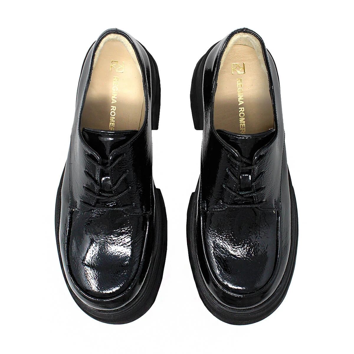 KRYSTA 65 - Charol Negro Regina Romero Zapato Bostoniano Urbano Sport Para Dama En Piel - Imagen 3