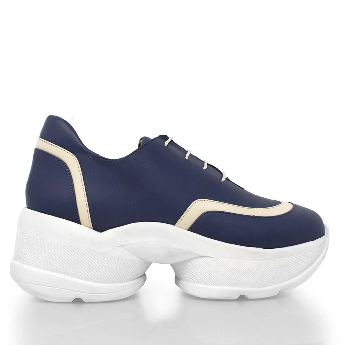 KIM 75 - Azul Y Latte Claro Regina Romero Zapato Tenis Urbano Sport Para Dama En Piel