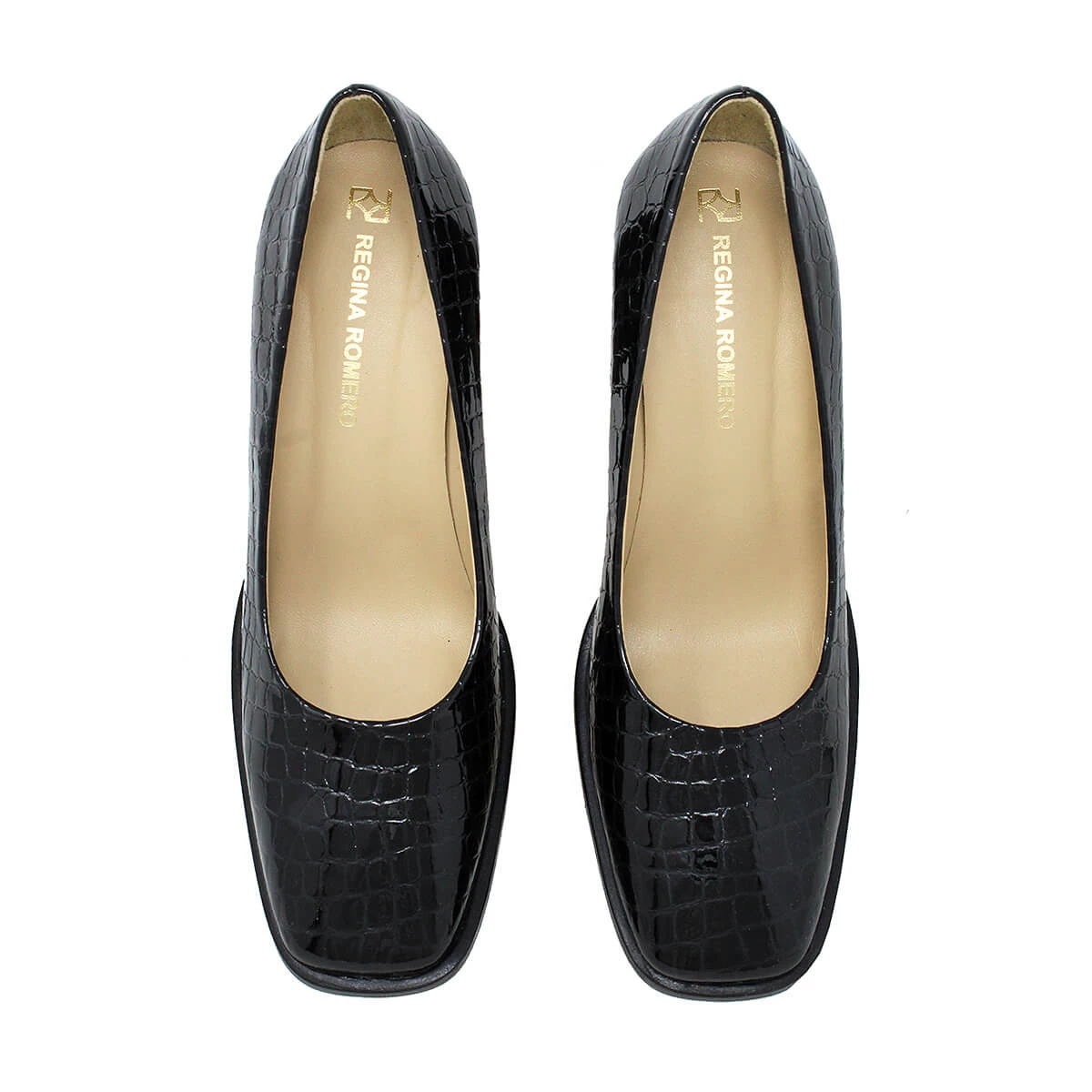 KAT 75 - Negro Regina Romero Zapato Zapatilla Tacon Alto Para Dama En Piel - Imagen 3