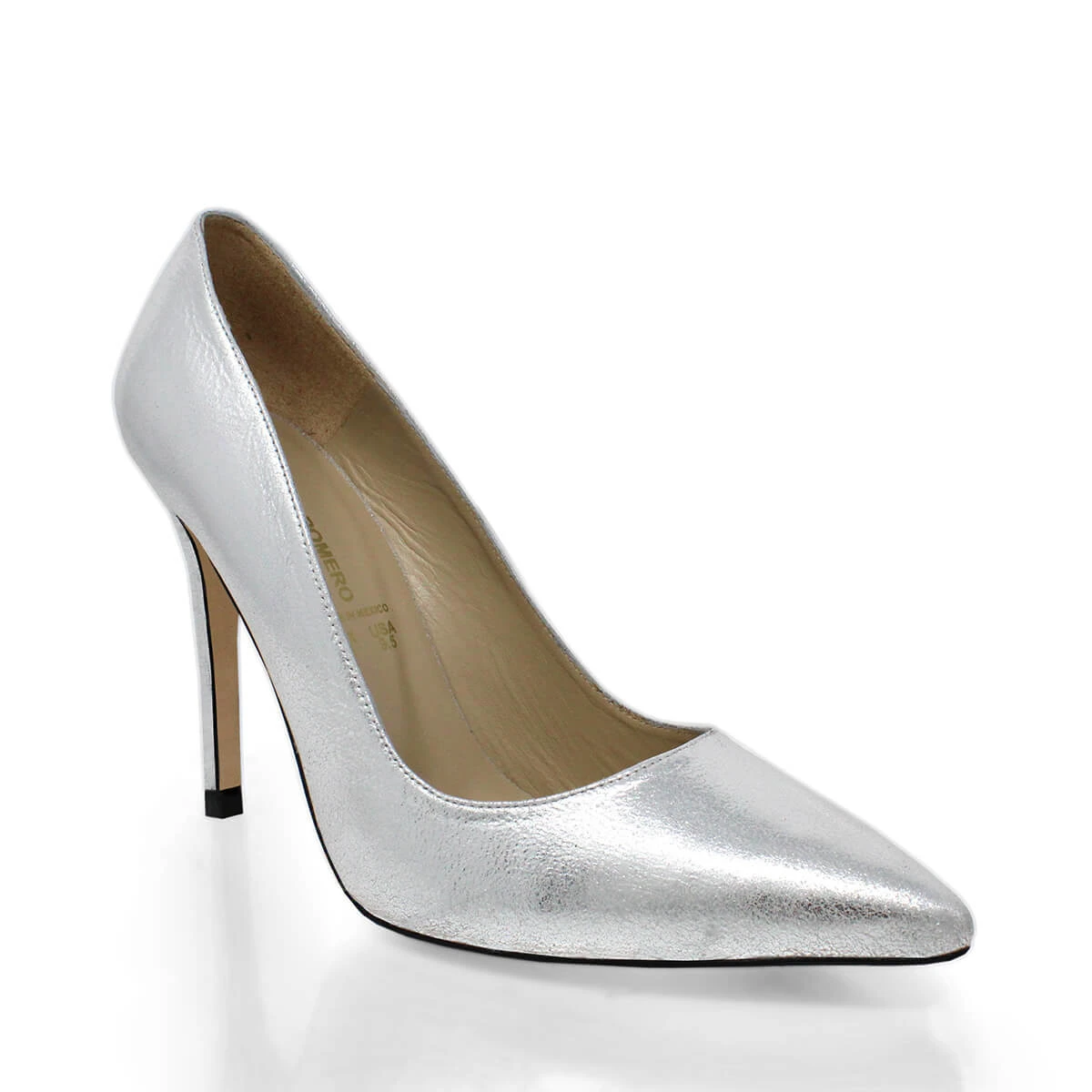 REGINA PUMP 105 - Plata Regina Romero Zapato Zapatilla Tacon Alto Para Dama En Piel - Imagen 2