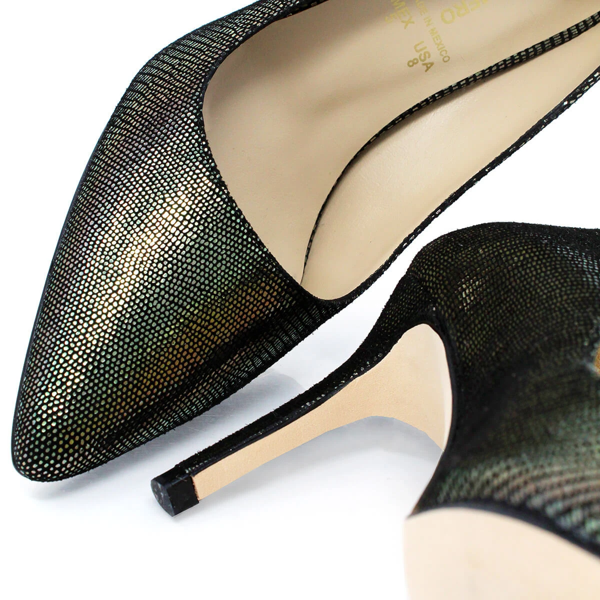 REGINA PUMP 75 - Negro Inox Regina Romero Zapato Zapatilla Tacon Alto Para Dama En Piel - Imagen 8