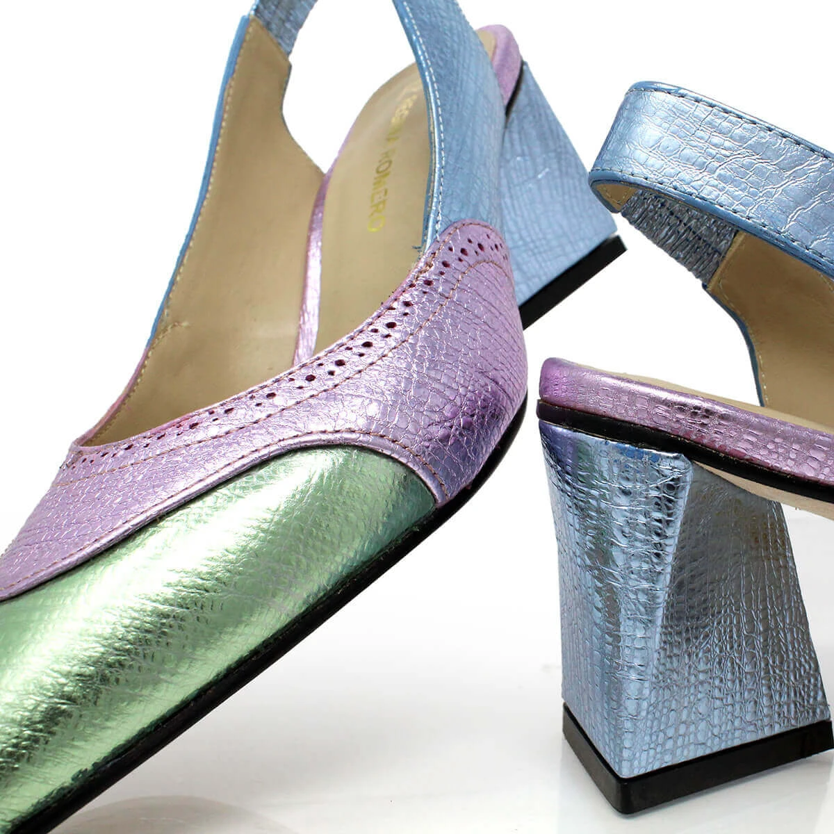 LIZZY 50 - Mix Pastel Regina Romero Zapato Zapatilla Tacon Bajo Para Dama En Piel - Imagen 8