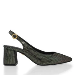 TANIA 50 - Negro Inox Regina Romero Zapato Zapatilla Tacon Bajo Para Dama En Piel