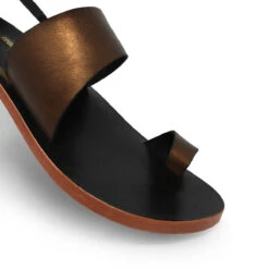 ASHA - Bronce Regina Romero Resort Zapato Sandalia De Piso Para Dama En Piel -Ofertas Pasos Y Bolsos Tienda Regina romero sandalia flat Asha bronce piel 5