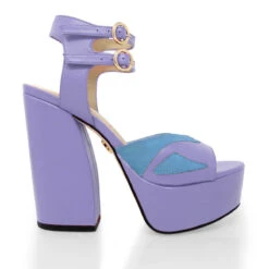 SUNNY 135 - Lila Y Azul Regina Romero Zapato Plataforma Tacon Alto Para Dama En Piel