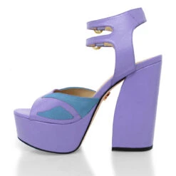SUNNY 135 - Lila Y Azul Regina Romero Zapato Plataforma Tacon Alto Para Dama En Piel -Ofertas Pasos Y Bolsos Tienda Regina romero sandalia plataforma Sunny lila piel 5