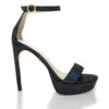 LAURA 125 - Glitter Negro Regina Romero Zapato Sandalia Plataforma Tacon Alto Para Dama En Piel